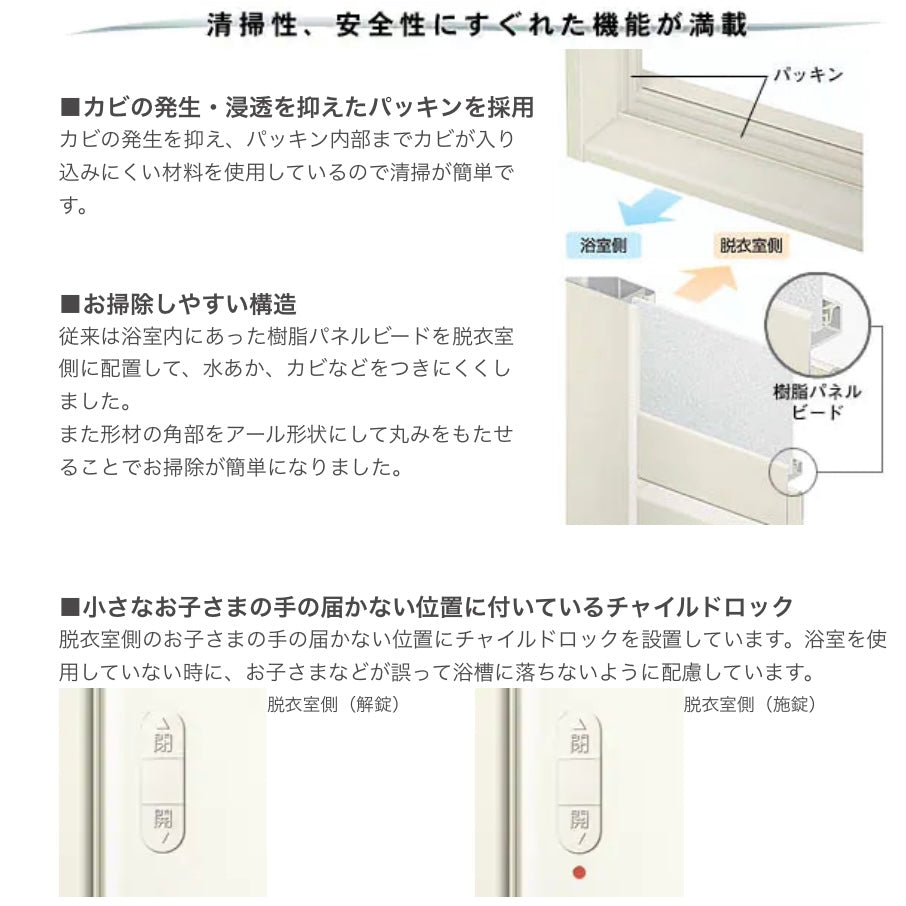LIXIL トステム浴室中折ドア 高さ1730mm 幅710mm